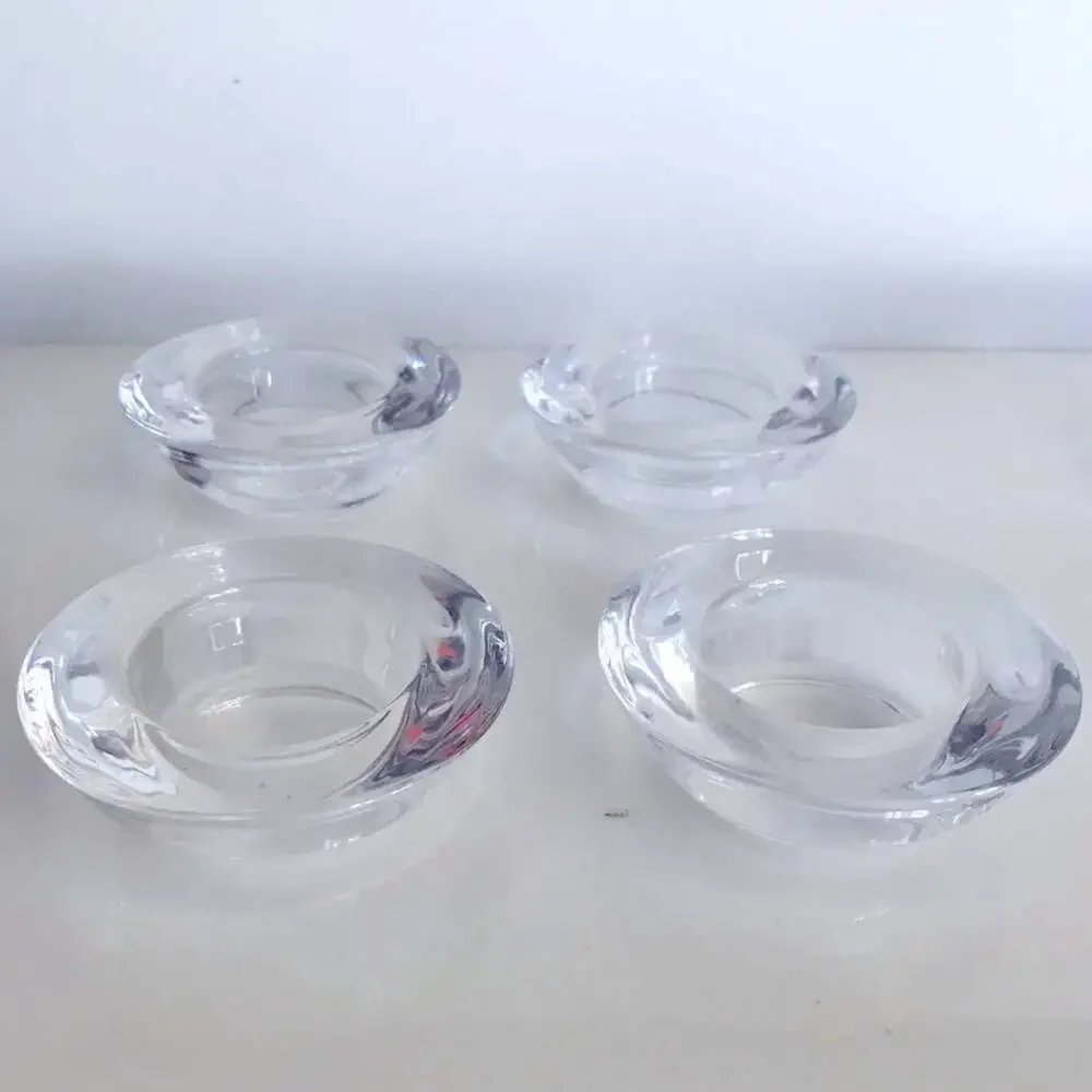 Crate & Barrel Clear Glass Tea Light Holder 4-pack